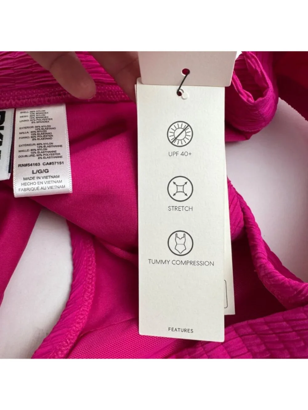 DKNY NEW Fuchsia Pink Smocked Bikini Bottom Size Lrg Swimwear Modest Beach Pool